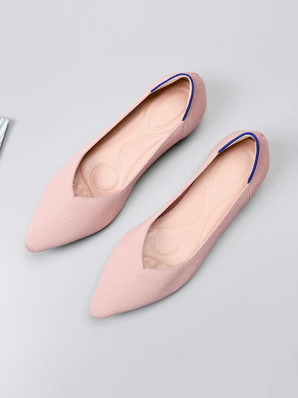 Pointed-Toe Shallow Cut Split-Joint Flat Shoes - Image 3