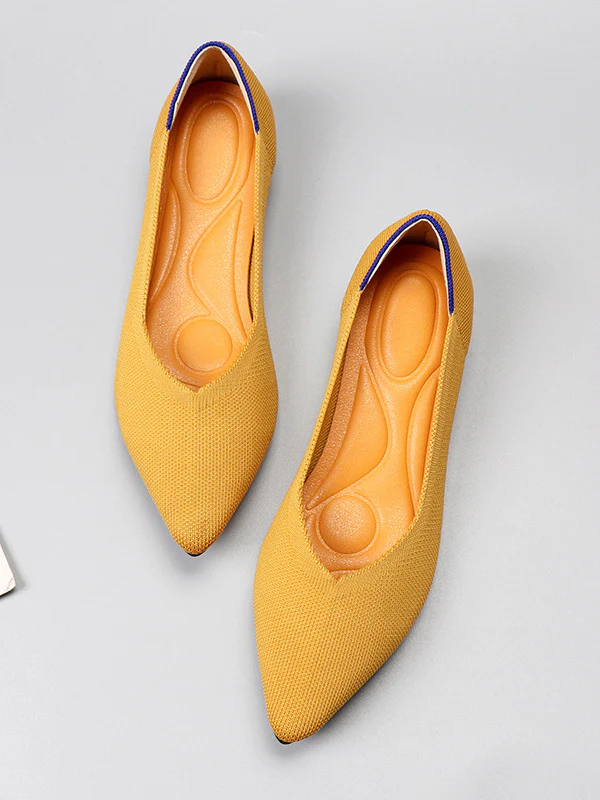 Pointed-Toe Shallow Cut Split-Joint Flat Shoes - Image 7