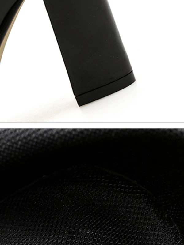 Pointed-Toe Shiny Split-Joint Boots Pumps - Image 21