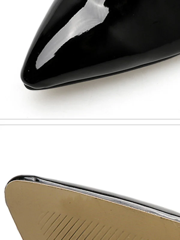 Pointed-Toe Shiny Split-Joint Boots Pumps - Image 22