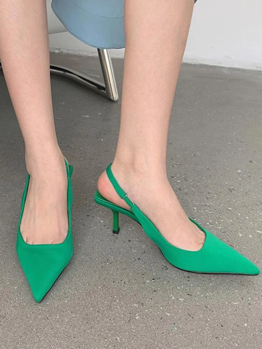 Pointed-Toe Solid Color Pumps - Image 3
