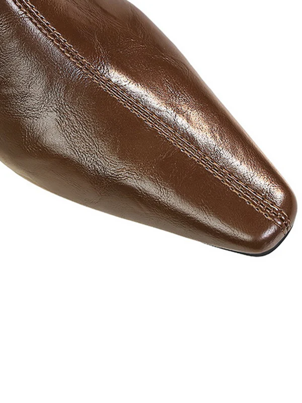 Pointed-Toe Solid Color Split-Joint Boots Shoes - Image 14