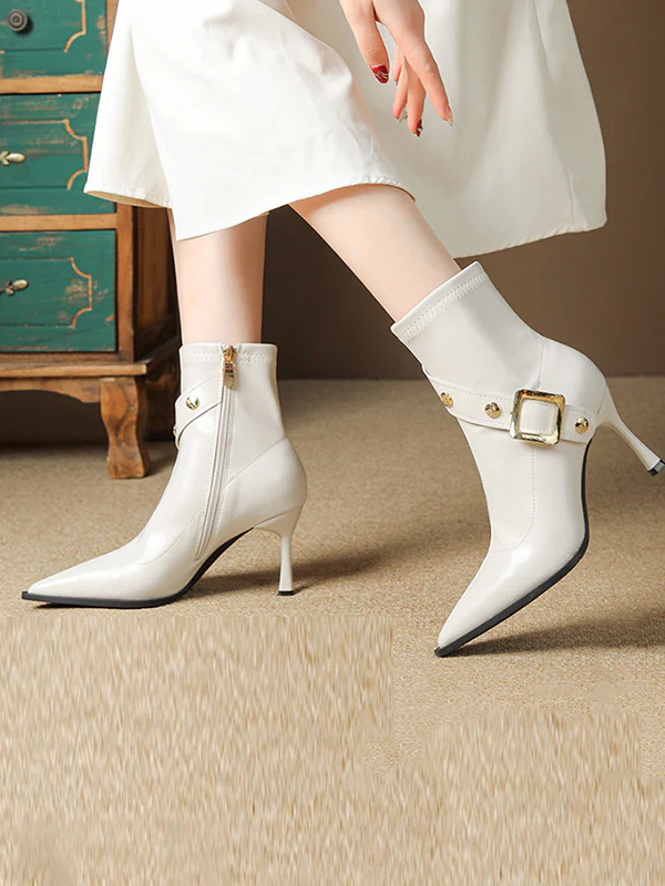 Pointed-Toe Split-Joint Boots Pumps - Image 2