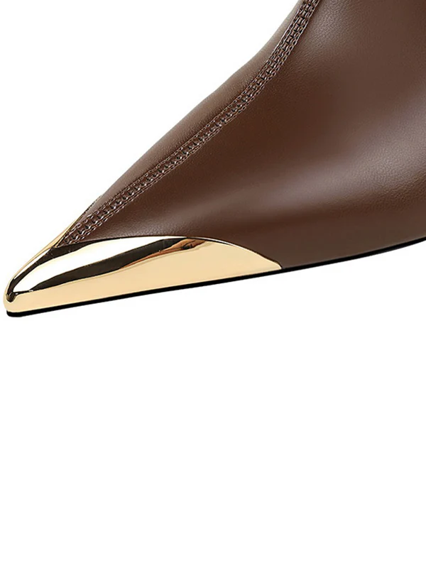 Pointed-Toe Split-Joint Boots Pumps - Image 10