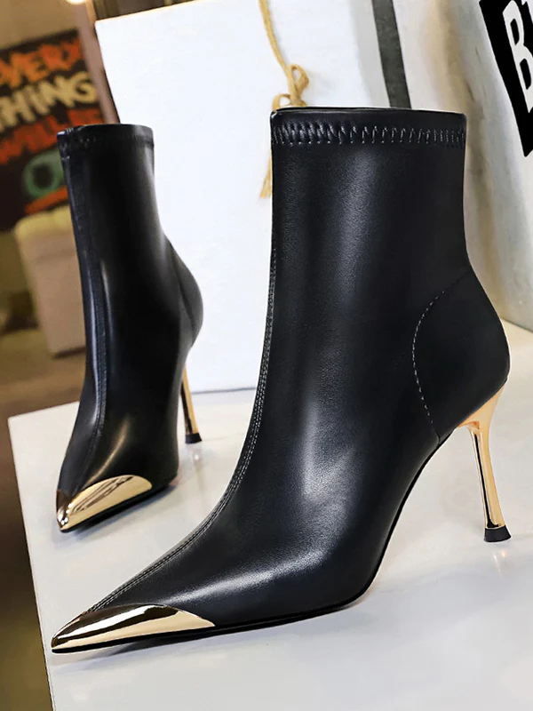 Pointed-Toe Split-Joint Boots Pumps - Image 6