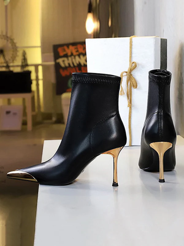 Pointed-Toe Split-Joint Boots Pumps - Image 7