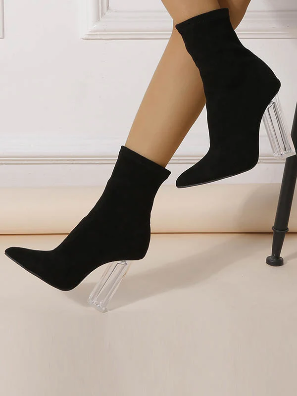 Pointed-Toe Split-Joint Boots Pumps - Image 10