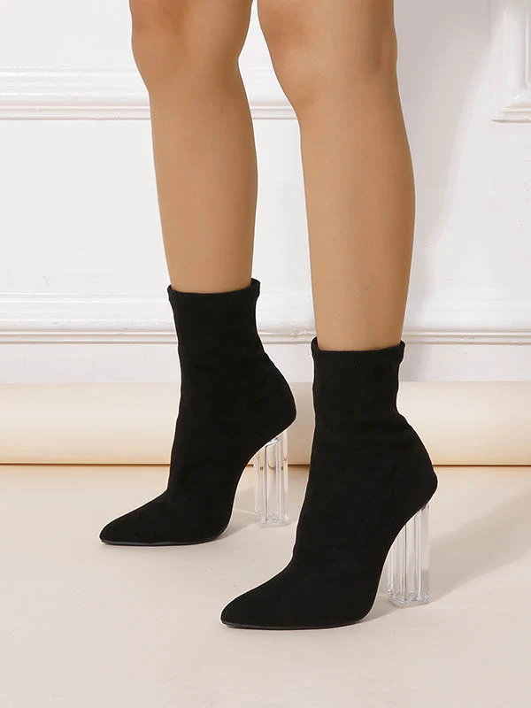 Pointed-Toe Split-Joint Boots Pumps - Image 4