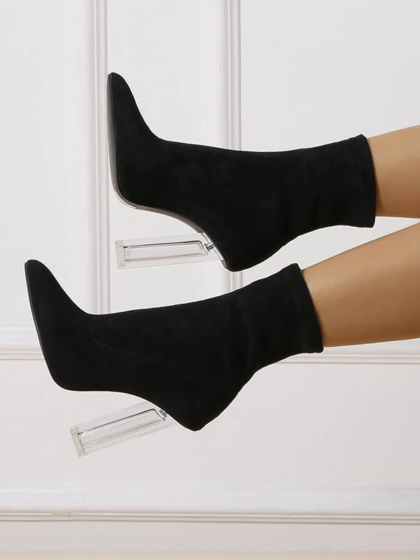 Pointed-Toe Split-Joint Boots Pumps - Image 5