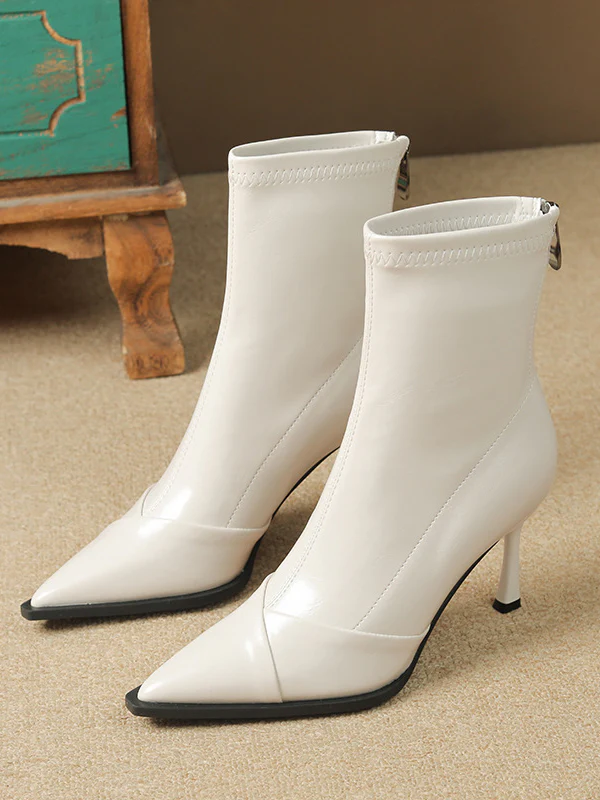 Pointed-Toe Split-Joint Boots Pumps - Image 3
