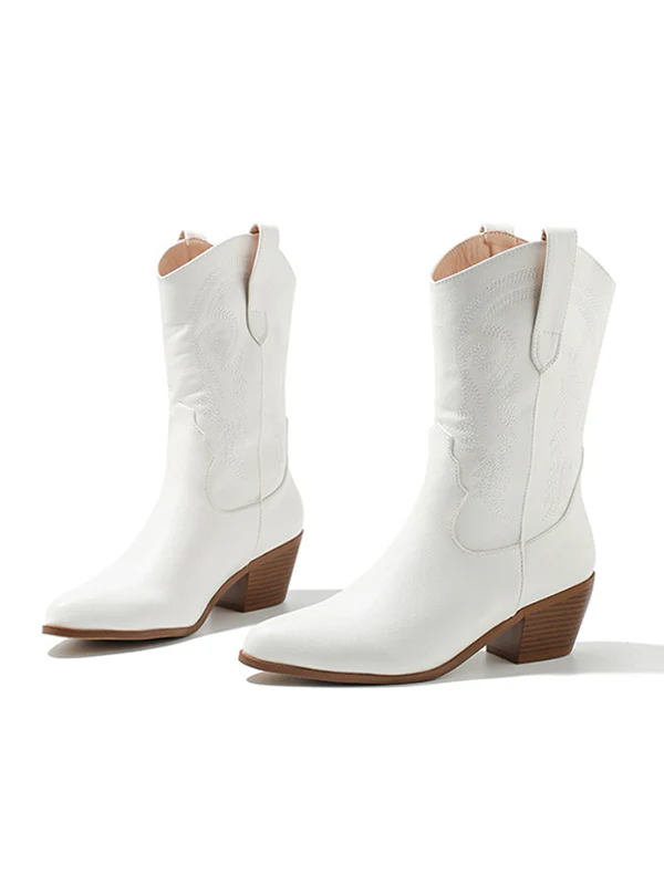 Pointed-Toe Split-Joint Boots Pumps - Image 10