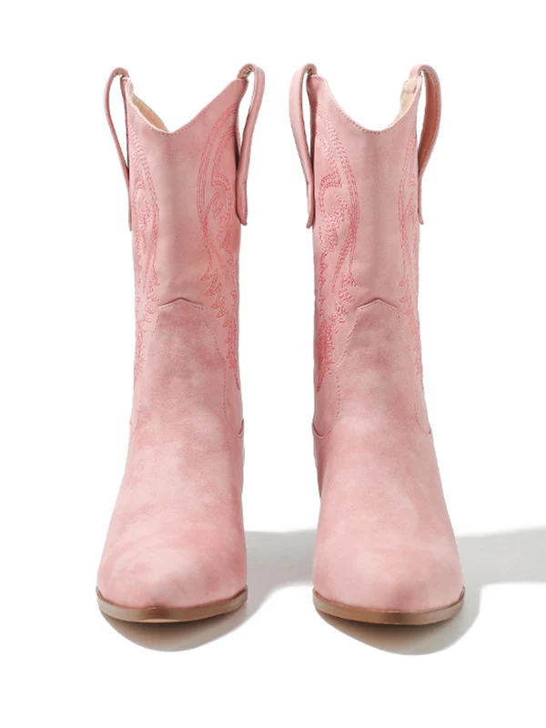 Pointed-Toe Split-Joint Boots Pumps - Image 11