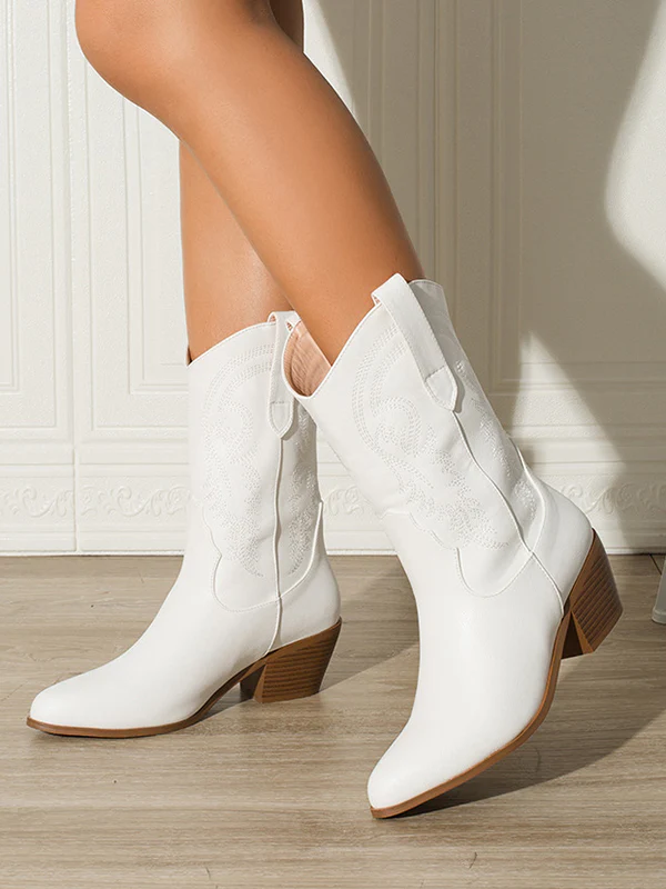 Pointed-Toe Split-Joint Boots Pumps - Image 5
