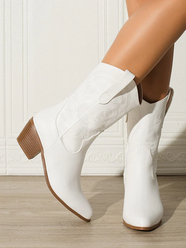 Pointed-Toe Split-Joint Boots Pumps - Image 6