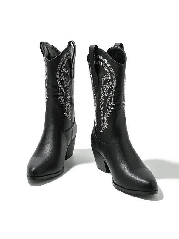 Pointed-Toe Split-Joint Boots Pumps - Image 9