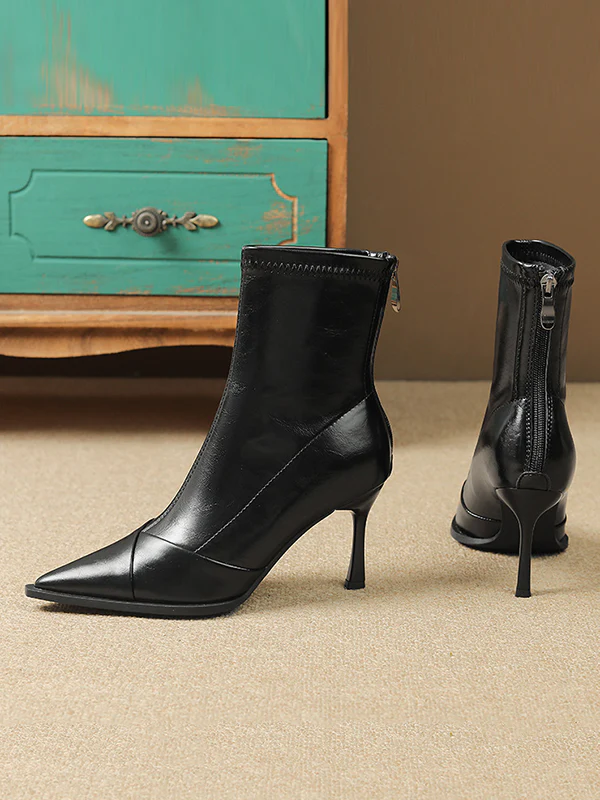 Pointed-Toe Split-Joint Boots Pumps - Image 7