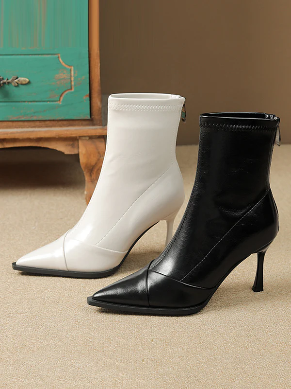 Pointed-Toe Split-Joint Boots Pumps - Image 8