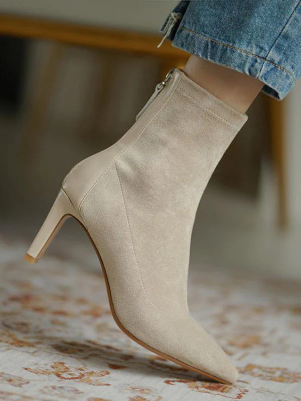 Pointed-Toe Split-Joint Zipper Boots Sock Boots - Image 4