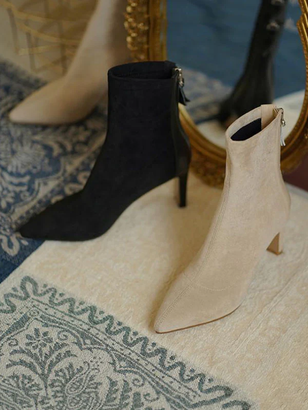 Pointed-Toe Split-Joint Zipper Boots Sock Boots - Image 7