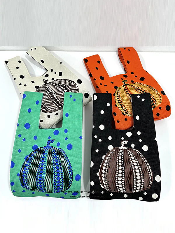 Polka-Dot Split-Joint Woven Bags Handbags - Image 12