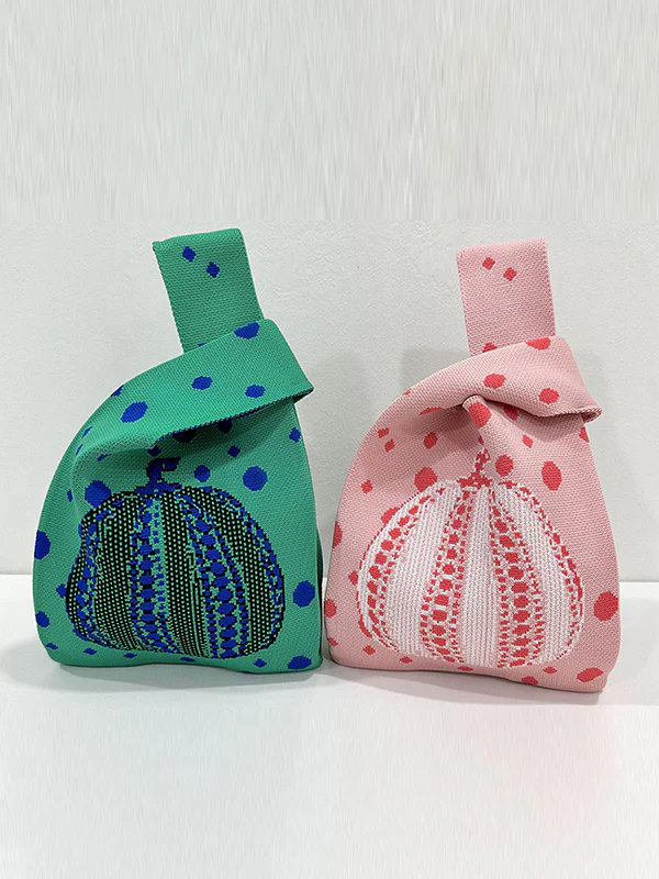 Polka-Dot Split-Joint Woven Bags Handbags - Image 14