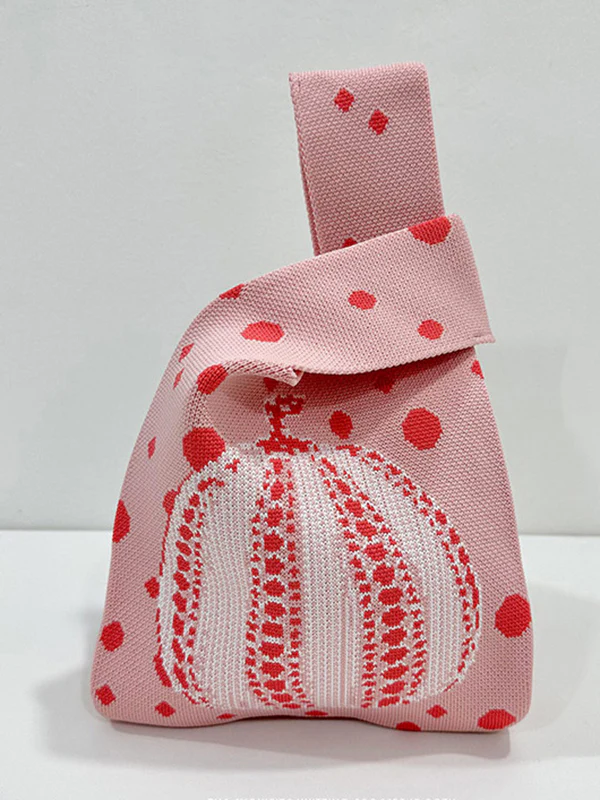 Polka-Dot Split-Joint Woven Bags Handbags - Image 4