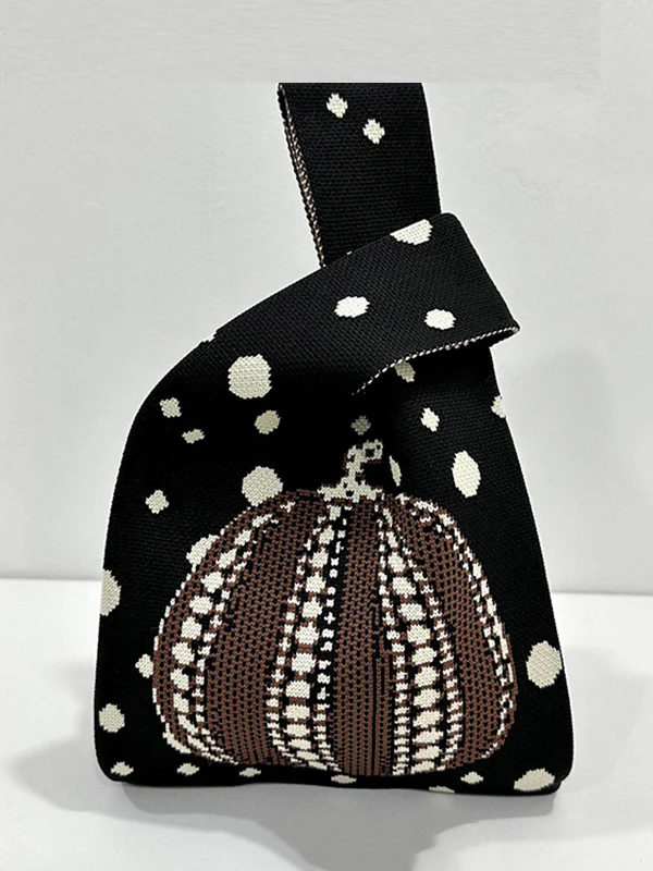 Polka-Dot Split-Joint Woven Bags Handbags - Image 5