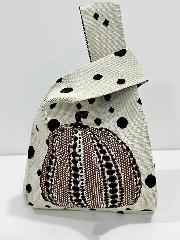 Polka-Dot Split-Joint Woven Bags Handbags - Image 6