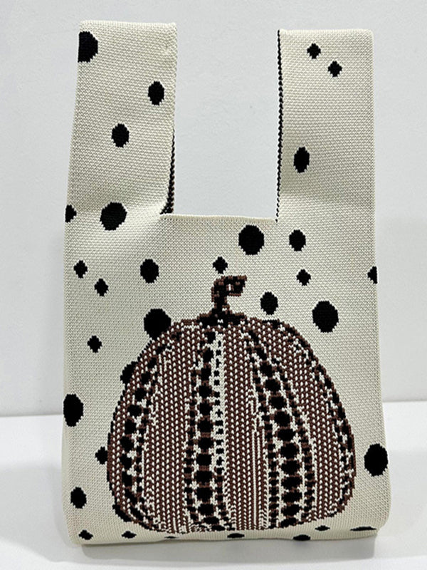 Polka-Dot Split-Joint Woven Bags Handbags - Image 7