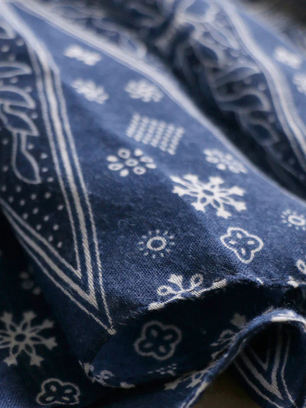 Printed Blue-And-White Sun-Protection Tasseled Shawl&Scarf - Image 6