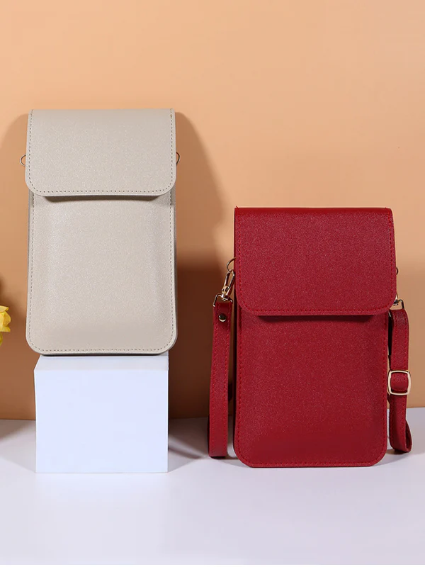 PU Simple Solid Color Sling Bag Shoulder Bag - Image 2