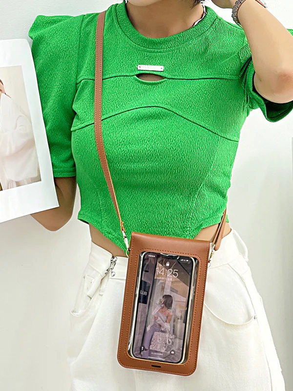 PU Simple Solid Color Sling Bag Shoulder Bag - Image 3
