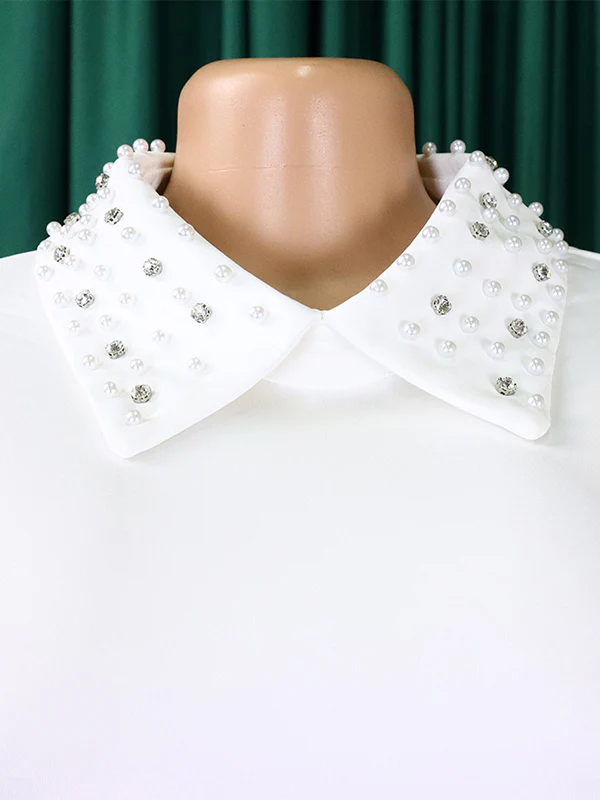 Puff Sleeves Beads Mesh Solid Color Split-Joint Round-neck Midi Dresses - Image 20