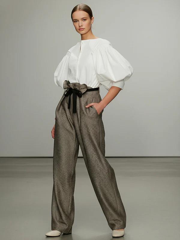 Puff Sleeves Buttoned Solid Color Blouses&Shirts Tops - Image 4
