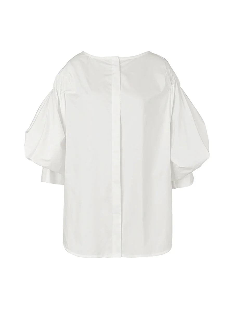 Puff Sleeves Buttoned Solid Color Blouses&Shirts Tops - Image 9
