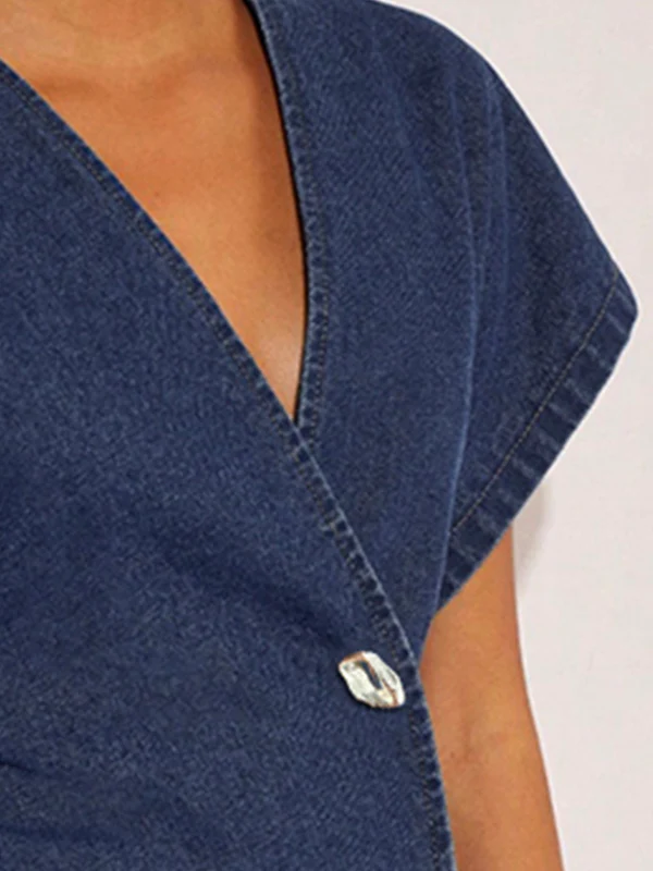 Raglan Sleeve Split-Joint V-Neck Blouses&Shirts Tops - Image 6