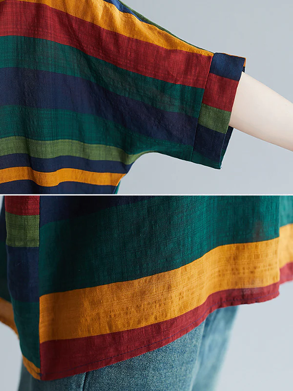 Rainbow Stripe Batwing Sleeves T-Shirts Tops - Image 8