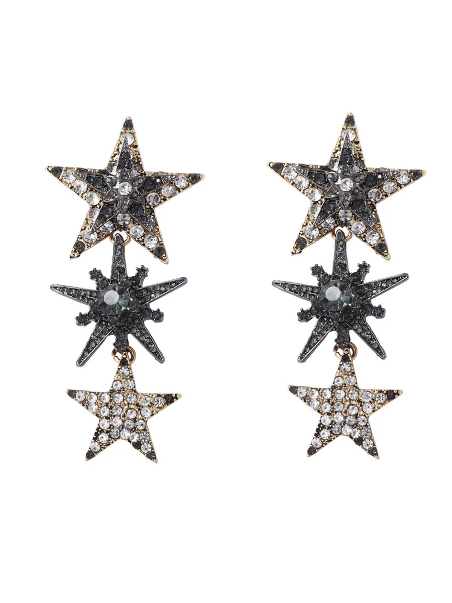 Rhine Stones Shiny Star Shape Earrings Accessories - Image 5