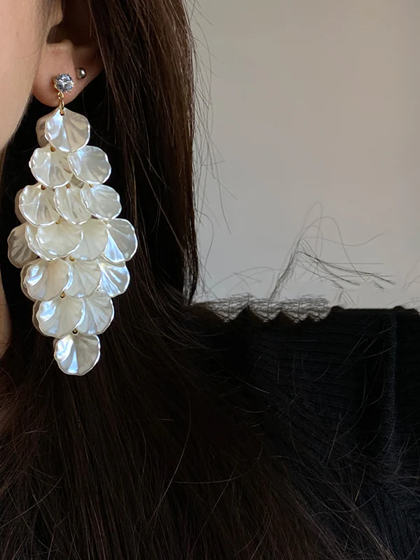Rhine Stones Tasseled Drop Earrings - Image 2