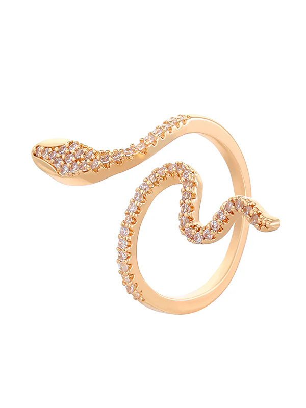Rhinestone Snake Shape Solid Color Rings Accessories - Image 10