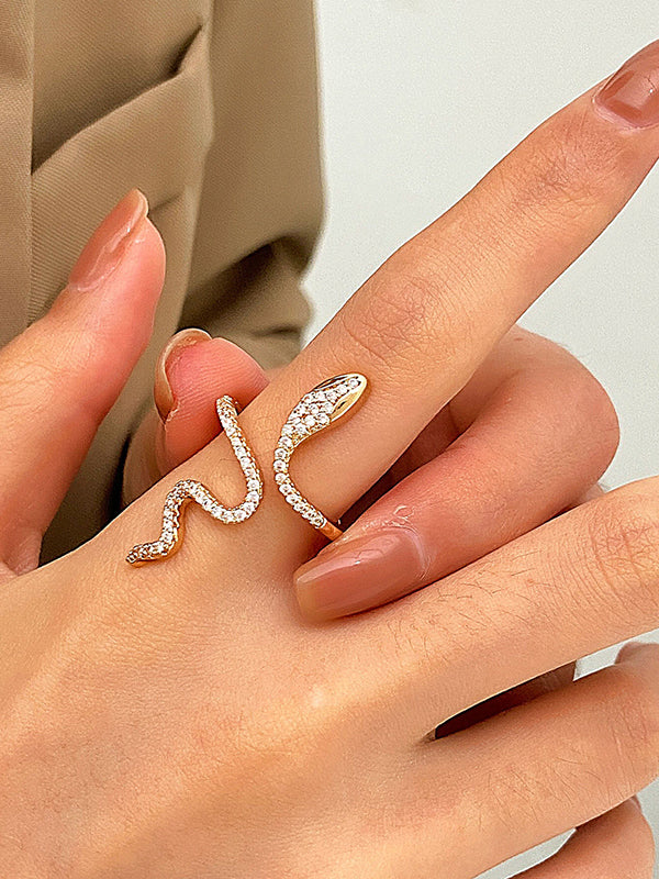Rhinestone Snake Shape Solid Color Rings Accessories - Image 3
