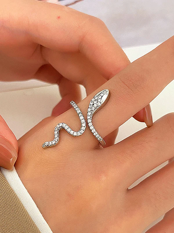 Rhinestone Snake Shape Solid Color Rings Accessories - Image 4