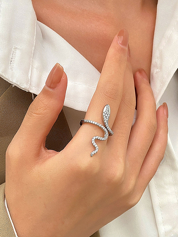 Rhinestone Snake Shape Solid Color Rings Accessories - Image 5