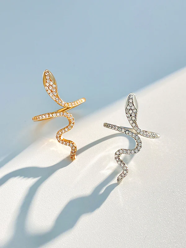Rhinestone Snake Shape Solid Color Rings Accessories - Image 6