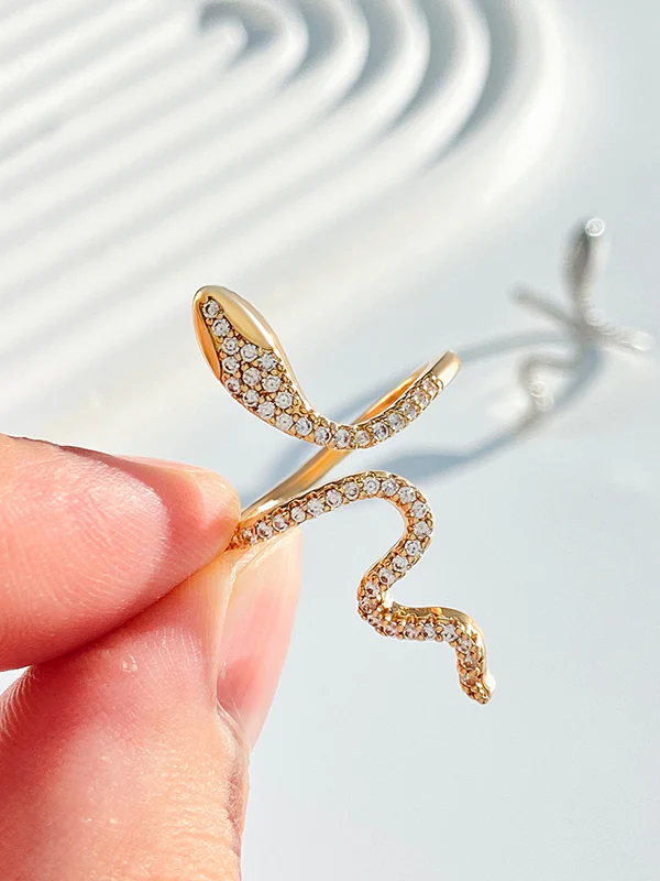 Rhinestone Snake Shape Solid Color Rings Accessories - Image 9