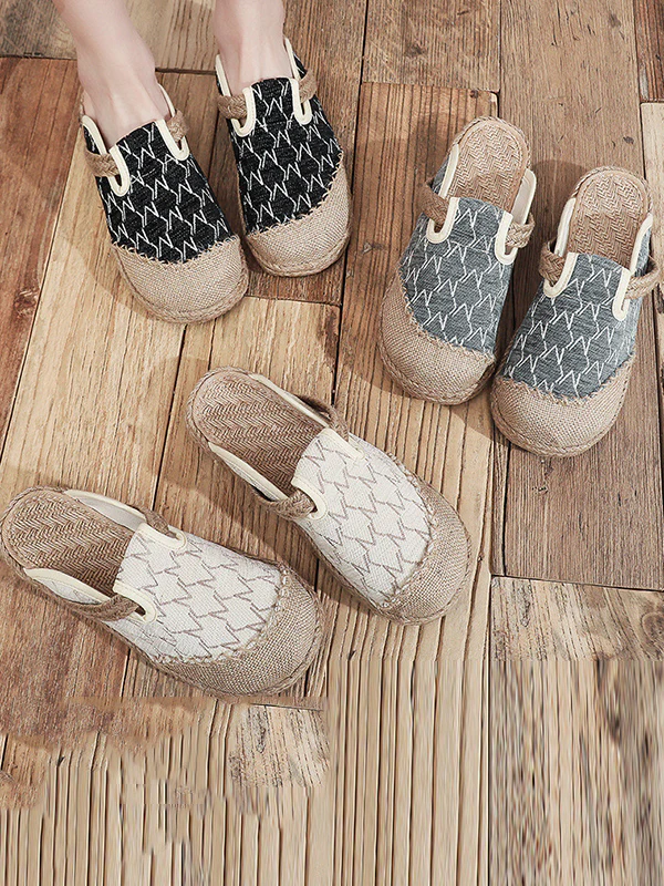 Rhombic Casual Shoes Flat Shoes Slippers - Image 2