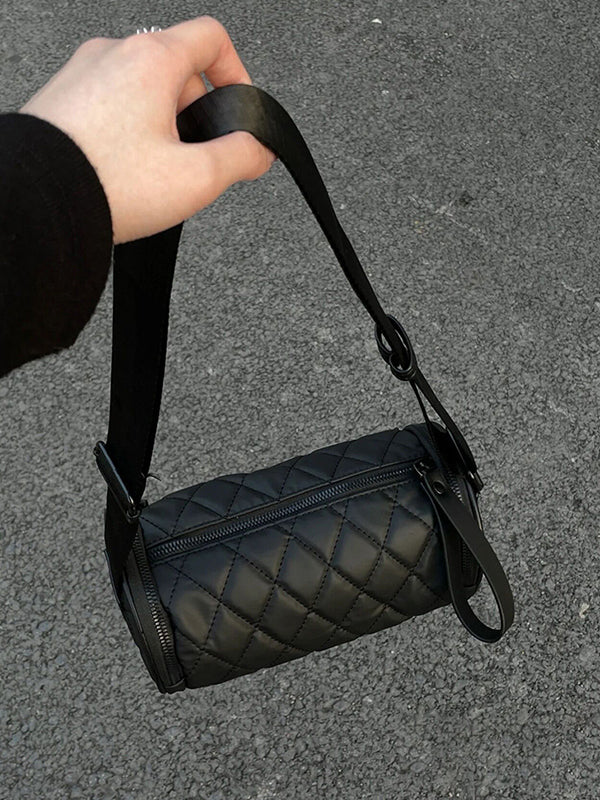 Rhombic Solid Color Split-Joint Zipper Shoulder Bags Crossbody Bags - Image 3