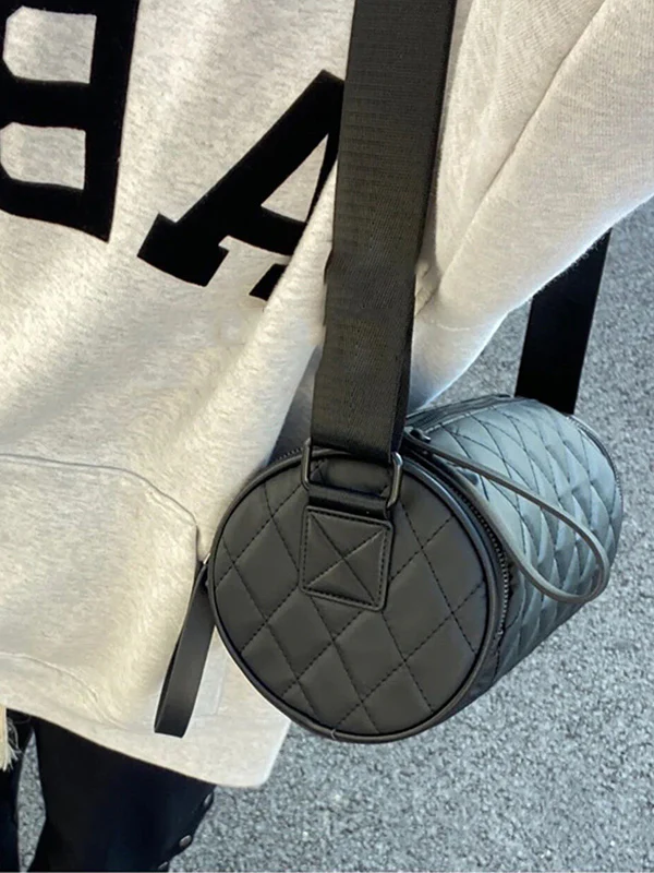 Rhombic Solid Color Split-Joint Zipper Shoulder Bags Crossbody Bags - Image 5