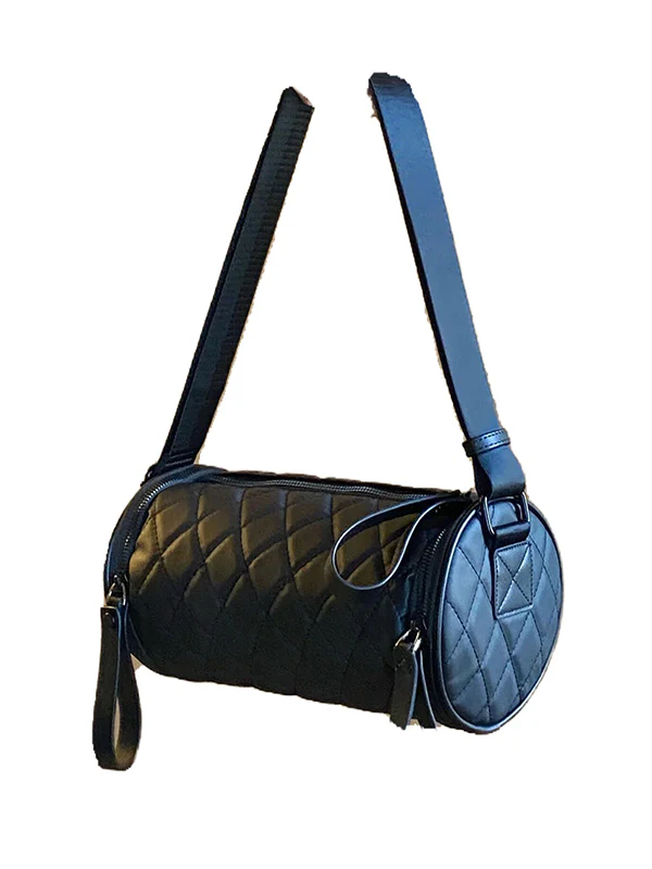 Rhombic Solid Color Split-Joint Zipper Shoulder Bags Crossbody Bags - Image 6