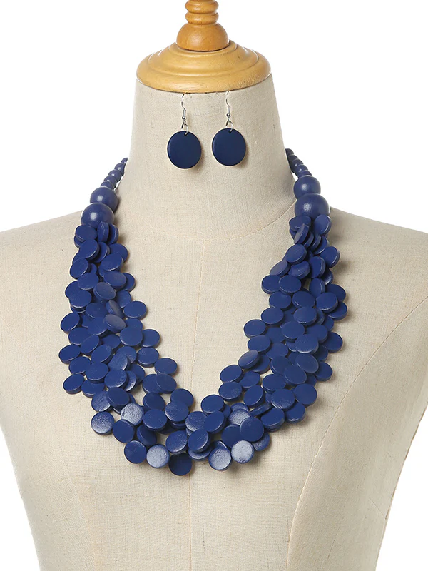 Rustic Charm Multi-Layer Wood Bead Necklace & Earring Set - Image 7